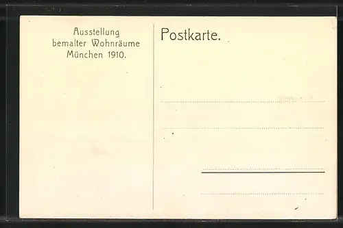 AK München, Ausstellung bemalter Wohnräume 1910, Empfangsraum eines Gesandten, Ausführung: Fuchs & Kiesgen