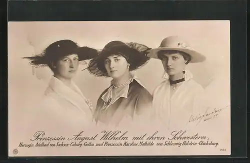AK Prinzessin August Wilhelm von Sachsen-Coburg-Gotha mit ihren Schwestern