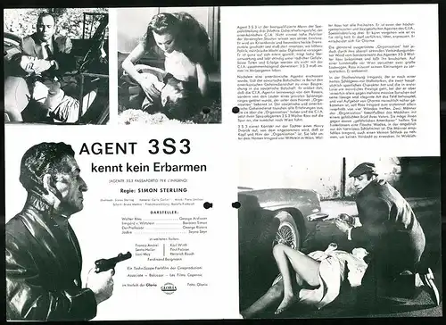 Filmprogramm IFB Nr. 7200, Agent 3S3 kennt kein Erbarmen, George Ardisson, Barbara Simon, Regie: Simon Sterling