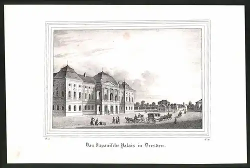 Lithographie Dresden, Japanisches Palais, Lithographie um 1835 aus Saxonia