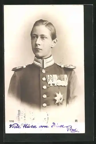 AK Kronprinz Wilhelm von Preussen in Uniform mit Orden
