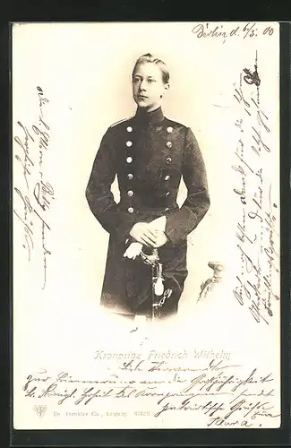 AK Kronprinz Wilhelm von Preussen in Uniform mit Degen