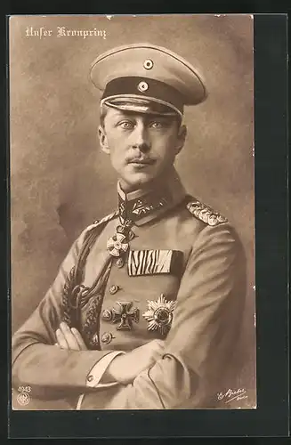 AK Kronprinz Wilhelm von Preussen in Uniform mit Schirmmütze