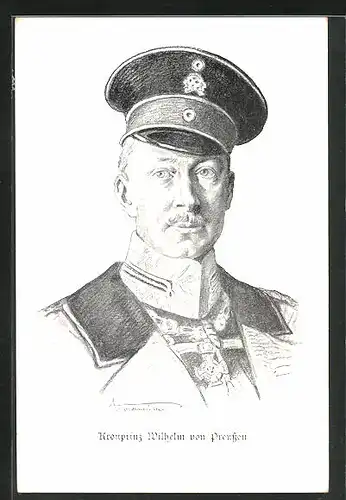 AK Kronprinz Wilhelm von Preussen in Uniform mit Schirmmütze