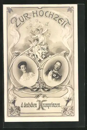 AK Zur Hochzeit des deutschen Kronprinzen Wilhelm von Preussen, 1905