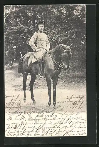 AK Kronprinz Wilhelm von Preussen in Uniform zu Pferde