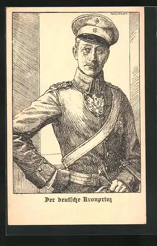 AK Der deutsche Kronprinz Wilhelm von Preussen in Uniform mit Schirmmütze