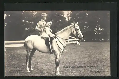 AK Kronprinz Wilhelm von Preussen mt seinem ältesten Sohn