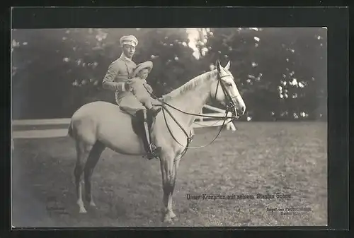 AK Kronprinz Wilhelm von Preussen mit ältesten Sohn