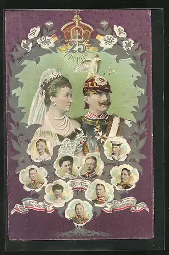 AK Erinnerung an die silberne Hochzeit des Kaiserpaares, Herrscherhaus