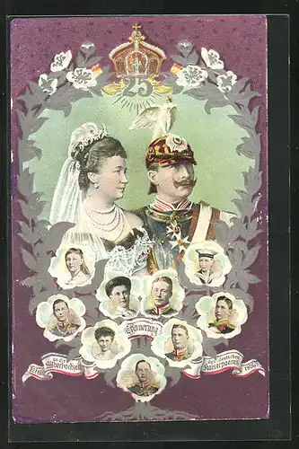 AK Erinnerung an die silberne Hochzeit des Kaiserpaares, Herrscherhaus