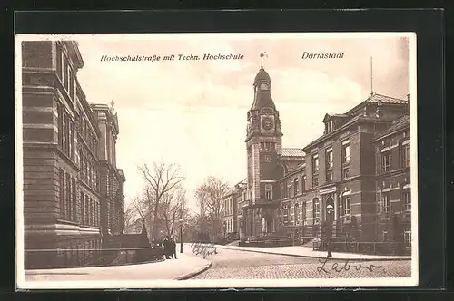 AK Darmstadt, Hochschulstrasse mit Techn. Hochschule