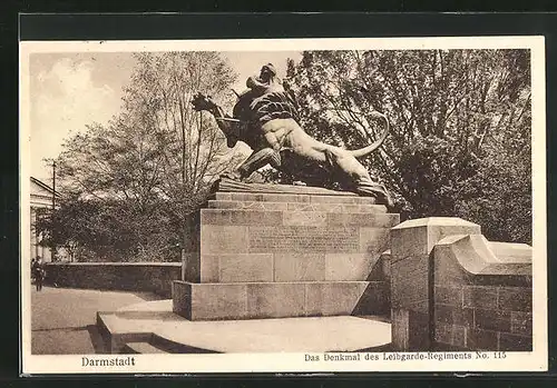 AK Darmstadt, Denkmal des Leibgarde-Regiments No. 115