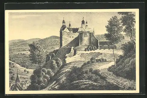 AK Kulmbach, Die Plassenburg nach einer Lithographie aus dem Jahre 1840