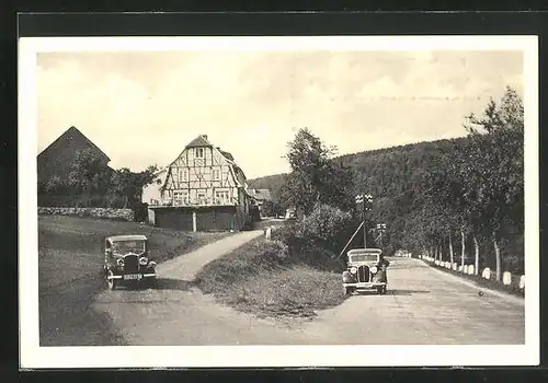 AK Rod an der Weil /Taunus, Pension Ziegelhütte, 2 Autos