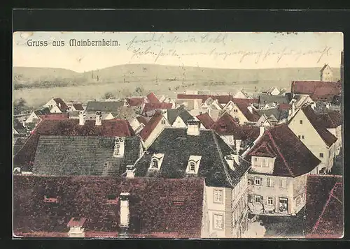 AK Mainbernheim, Ortspartie aus der Vogelschau