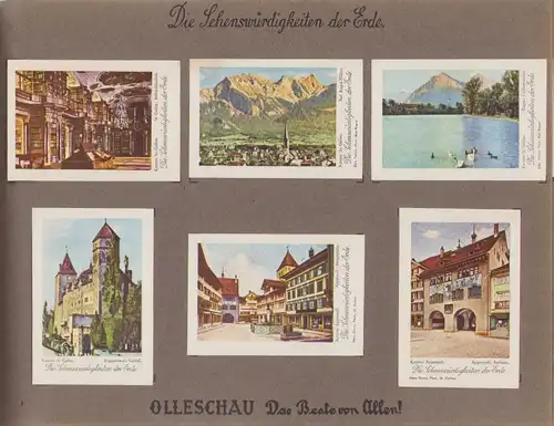 Sammelalbum 200 Bilder, Die Sehenswürdigkeiten der Erde, Serie Schweiz, Olleschau, Bern, Bulle, Tessin