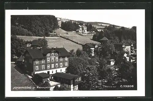 AK Johannisbad / Janske Lazne, Teilansicht mit Hotel Schiep