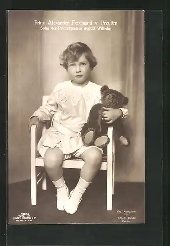 AK Sohn von Prinz August Wilhelm von Preussen mit Teddy