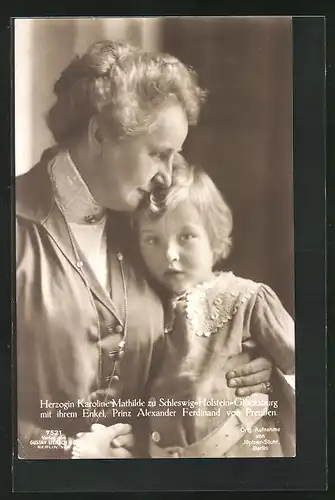 AK Herzogin Karoline Mathilde zu Schlweswig-Holstein-Glücksburg mit Enkel