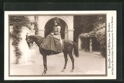 AK Prinzessin August Wilhelm von Preussen in Uniform des Kurmärkischen Dragonerregiments Nr. 14 in Kolmar