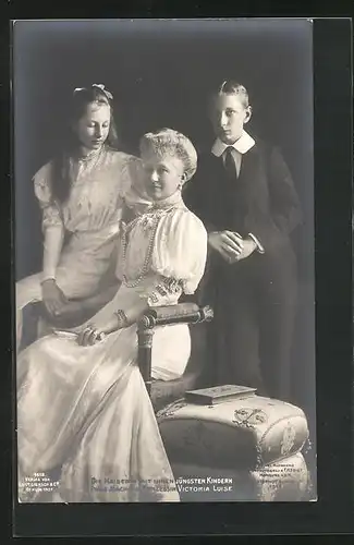 AK Kaiserin Auguste Victoria Königin von Preussen und Prinz Joachim, Prinzessin Victoria Luise