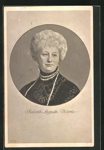 AK Kaiserin Auguste Victoria Königin von Preussen im Porträt mit Perlenschmuck