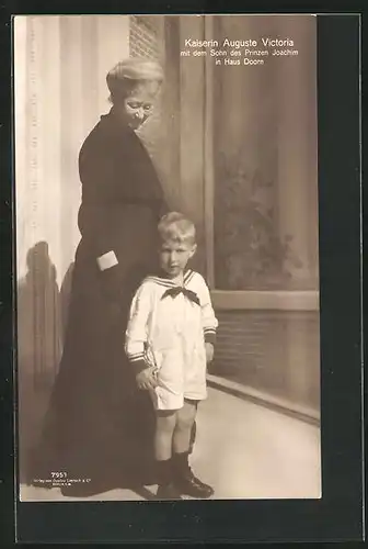 AK Kaiserin Auguste Victoria Königin von Preussen mit Enkel in Haus Doorn