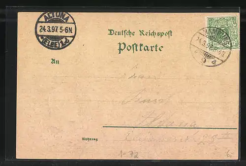 Präge-AK Erinnerungs-Gruss der Nationalfeier 1897 aus Anlass des 100jährigen Geburtstages Sr. Majestät Kaiser Wilhelm I.