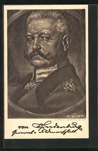 Künstler-AK Paul von Hindenburg in Uniform