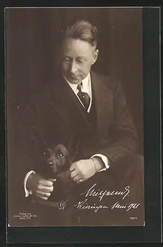 AK Kronprinz Wilhelm von Preussen mit seinem Hund