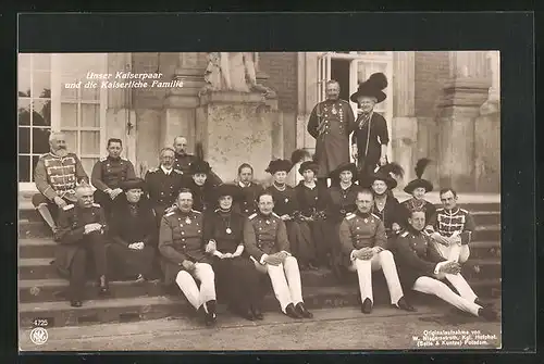 AK Kaiserpaar Wilhelm II. von Preussen und die Kaiserliche Familie