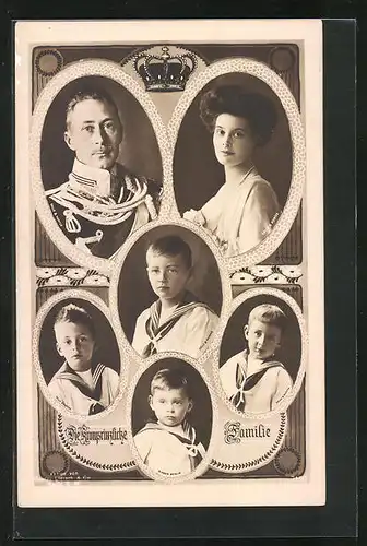 AK Portraits von Kronprinz Wilhelm von Preussen und seinen Familienmitgliedern