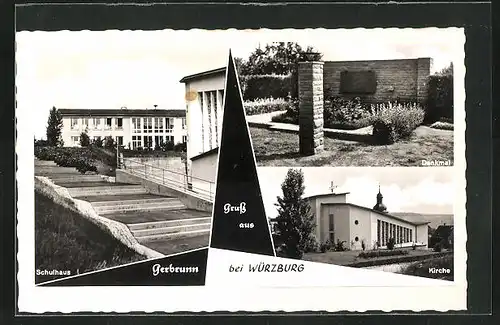 AK Gerbrunn, Schulhaus, Denkmal, Kirche