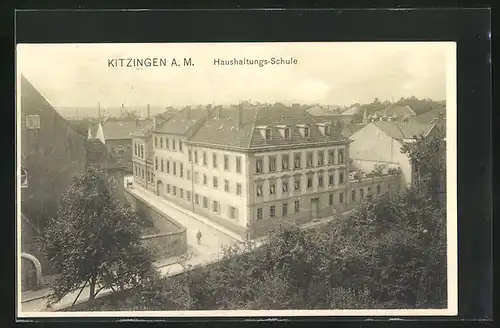 AK Kitzingen a. M., Haushaltungs-Schule aus der Vogelschau