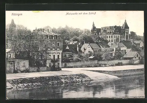 AK Kitzingen a. M., Mainpartie mit Gasthaus zum Schwan u. Schloss