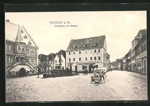 AK Volkach a. M., Marktplatz mit Rathaus