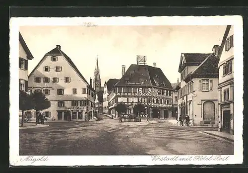 AK Nagold, Vorstadt mit Hotel Post