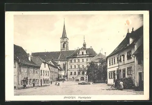 AK Iphofen, Marktplatz mit Kirche