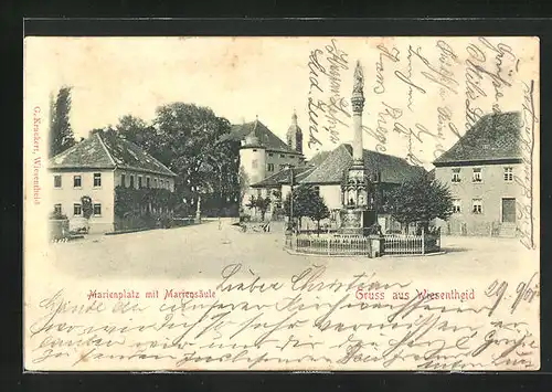 AK Wiesentheid, Marienplatz mit Mariensäule