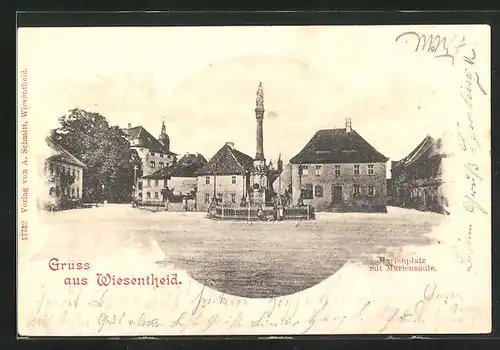AK Wiesentheid, Marienplatz mit Mariensäule