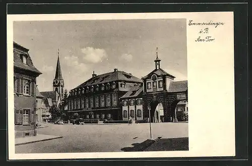 AK Emmendingen i. B., Strasseneck Am Tor, Kirche