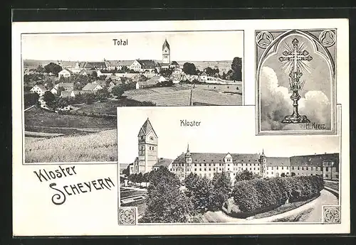 AK Scheyern, Totalansicht und Kloster mit Heiligen Kreuz