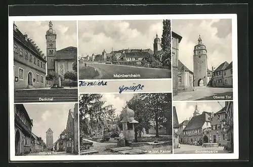 AK Mainbernheim, Denkmal, Alte historische Kanzel, Brunnenpartie