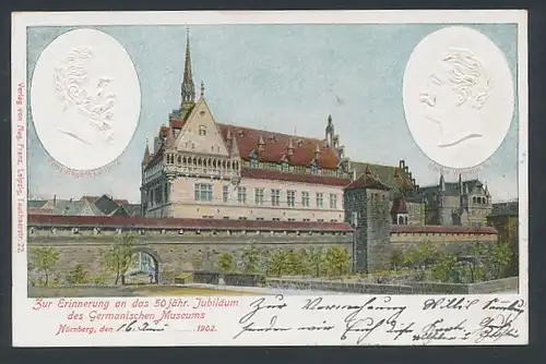 Präge-AK Nürnberg, Zur Erinnerung an das 50 jähr. Jubiläum des Germanischen Museums 1902, Prinz-Regent Luitpold
