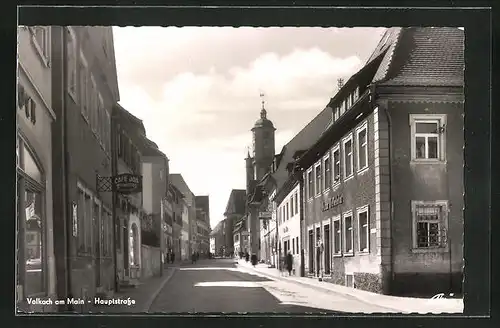 AK Volkach am Main, Hauptstrasse mit Café Joa und Geschäft