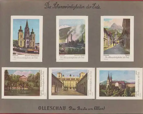 Sammelalbum 100 Bilder, Die Sehenwürdigkeiten der Erde Serie Österreich, Olleschau, Wien, Wachau, Kremsmünster, Graz