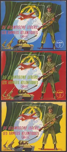 3 Sammelalben 486 Bilder, De Atlantische Legers Les Armées Atlantiques Album 1 - 3, Militär, Panzer, Flugzeug, Raumfahrt