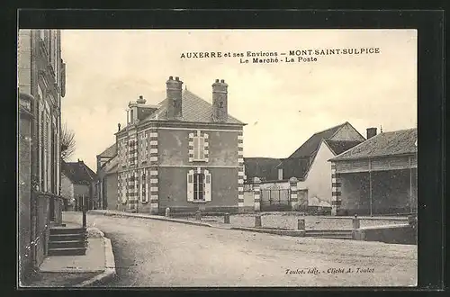 AK Mont-Saint-Sulpice, Le Marché, La Poste