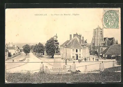 AK Seignelay, La Place du Marché, l`Eglise